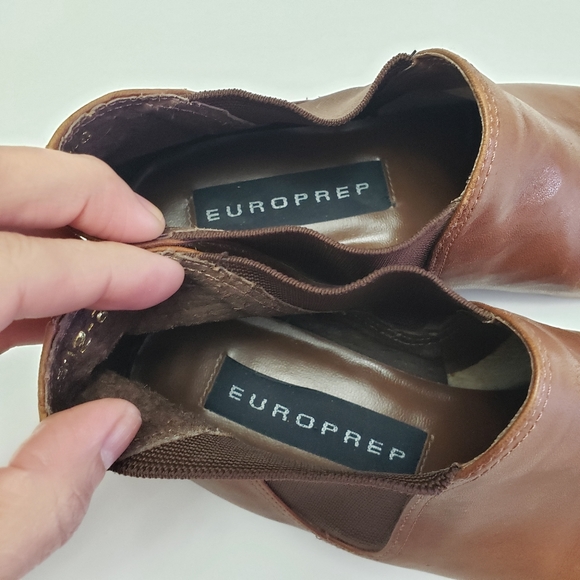 Europrep Brown Leather Pointy-Toe Ankle Booties Size 8.5 - Picture 10 of 13